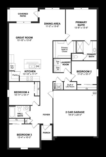 2D floor plan layout of this home in Aspire at Palm Bay, Palm Bay, FL (Image 4).