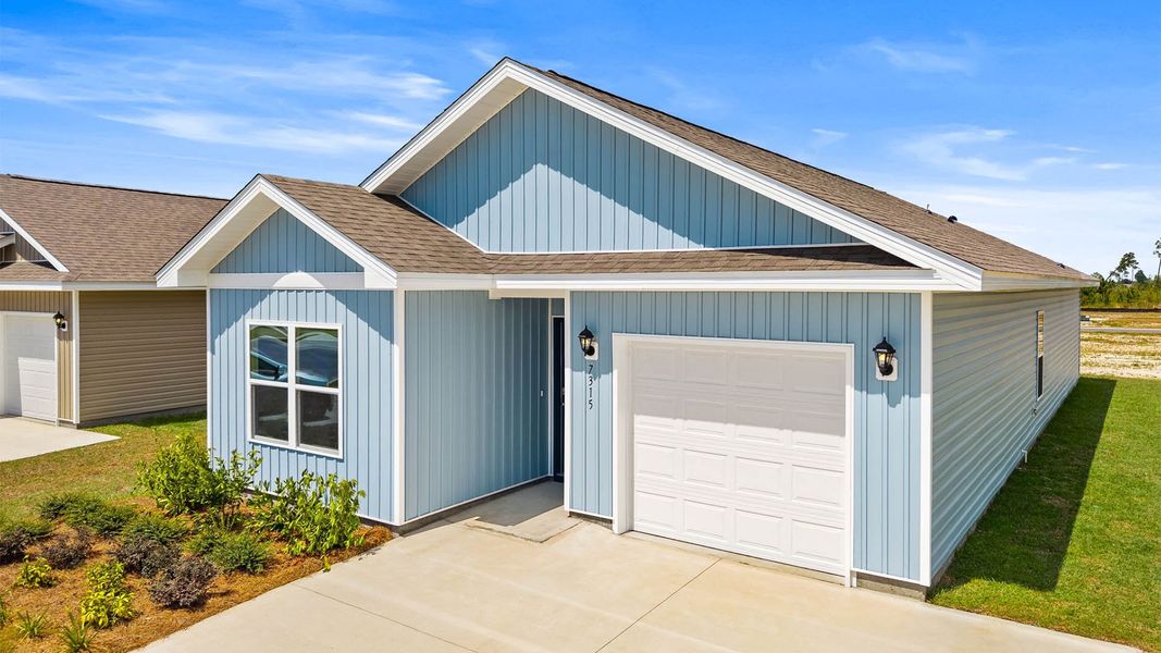 Front exterior of a new home in Liberty, Panama City, FL, highlighting curb appeal (Image 17).