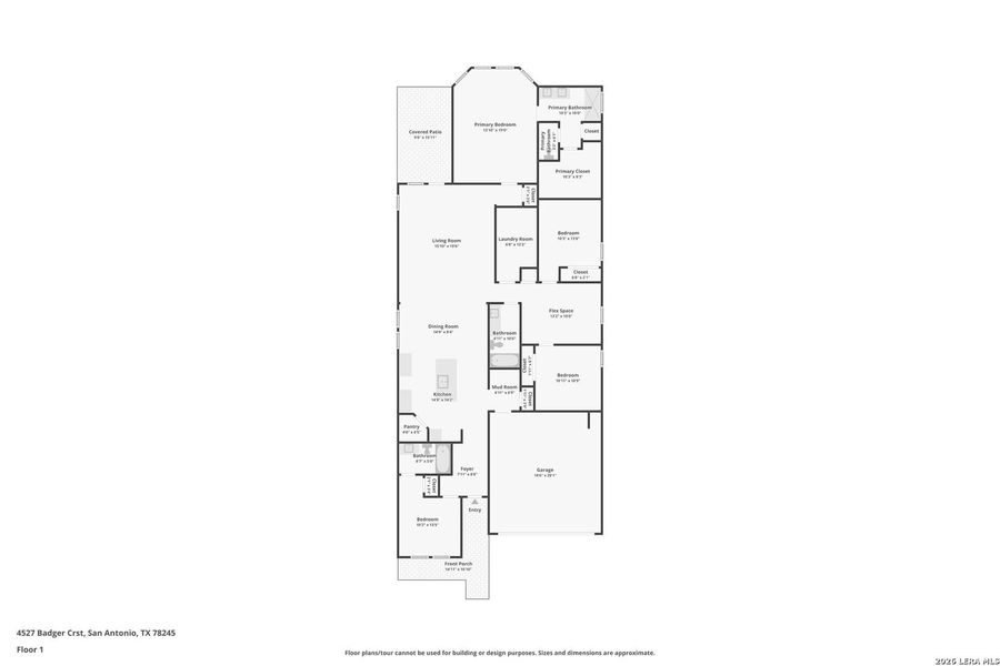 2D floor plan layout of this home in Remington Ranch, San Antonio, TX (Image 5).