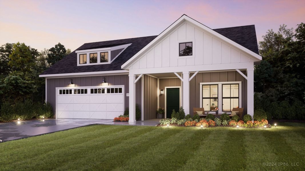 Representative exterior photo of a completed home built from the Promenade III by Perfection Builders in The Courtyards at The Heritage, Andover, KS (Image 8).
