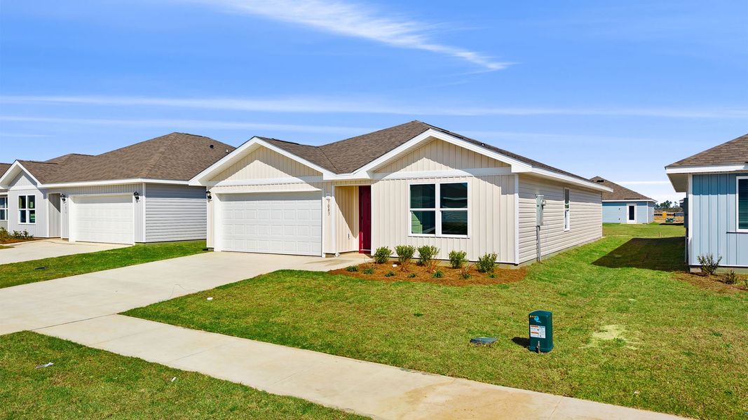 Front exterior of a new home in Liberty, Panama City, FL, highlighting curb appeal (Image 18).