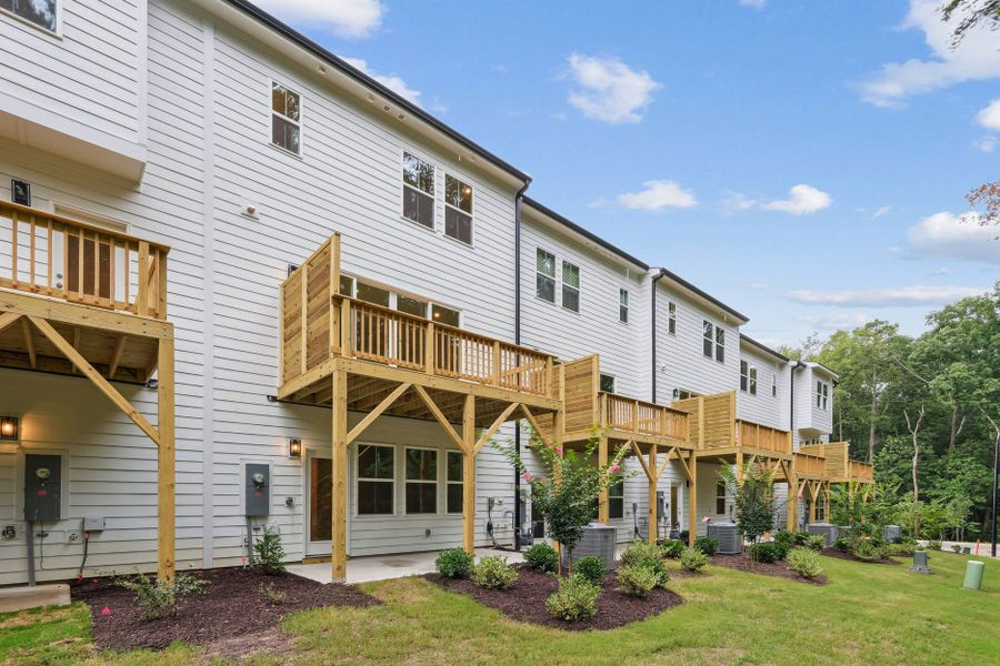 Representative exterior photo of a completed home built from the Huck by Tri Pointe Homes in Twinleaf Townes, Chapel Hill, NC (Image 2). Representative exterior photo of a completed home built from the Huck by Tri Pointe Homes in Twinleaf Townes, Chapel Hill, NC (Image 2).
