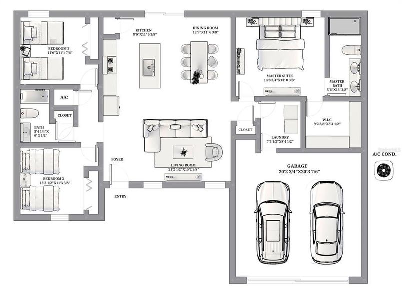 2D floor plan layout of this home in , Ocala, FL (Image 3).