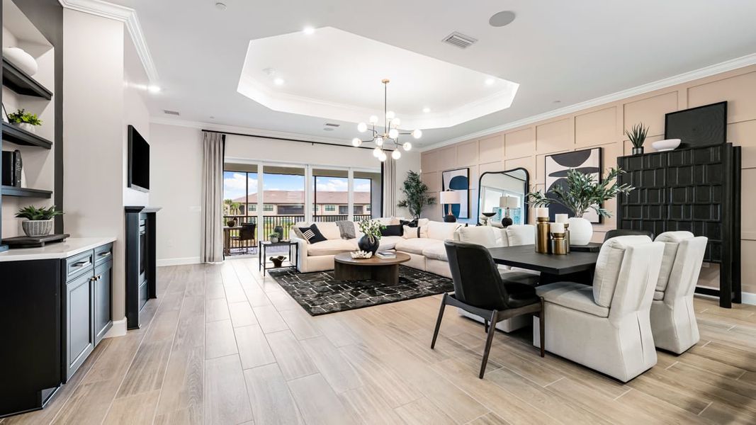Representative furnished interior of a home built from the Bellisimo by Taylor Morrison in Esplanade by the Islands Coach Homes, Naples (Image 5).