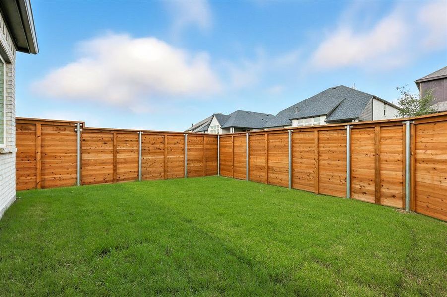 View of fenced backyard