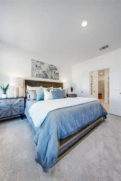 Bedroom with carpet and recessed lighting