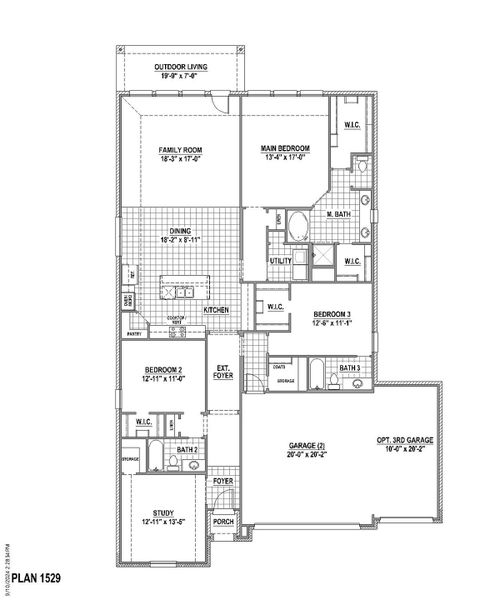 Plan 1529 1st Floor 3-Car