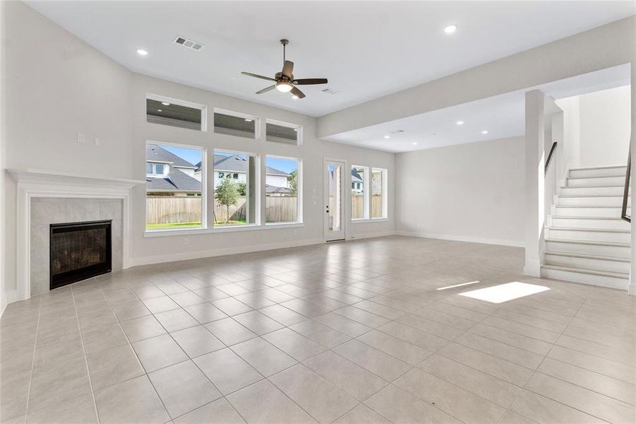 Open concept family room and dining