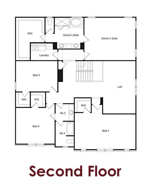 2D floor plan layout of this home in Pinecrest Ridge, Dacula, GA (Image 6).