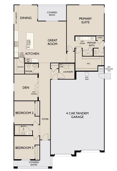 2D floor plan layout for the Ruby by Ashton Woods in Marquis at Madera, Queen Creek, AZ (Image 4).