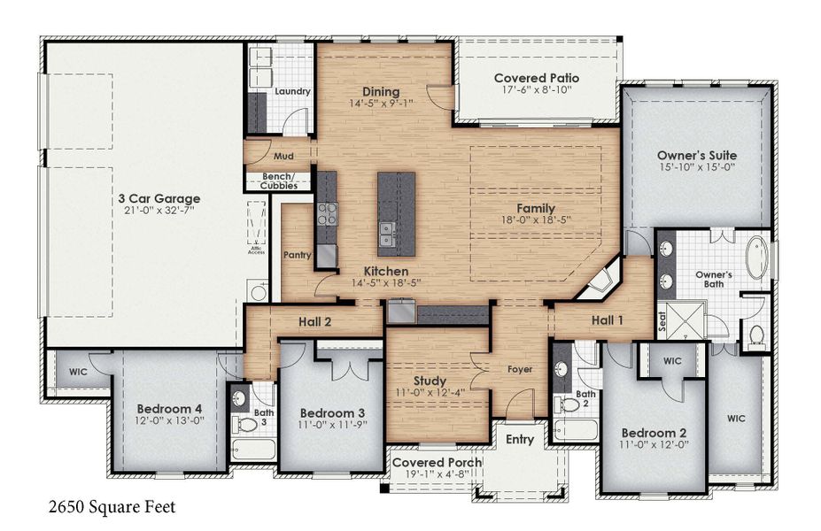 2D floor plan layout for the The Arlington by Kenmark Homes in Cotten Creek, Azle, TX (Image 3). 2D floor plan layout for the The Arlington by Kenmark Homes in Cotten Creek, Azle, TX (Image 3).