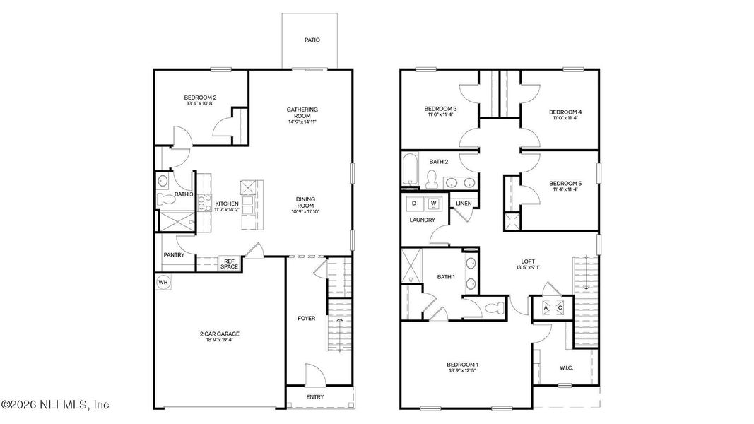 2D floor plan layout of this home in The Arbors, Jacksonville, FL (Image 3).