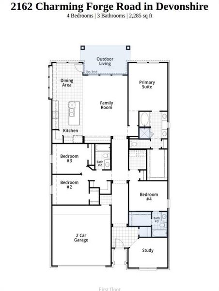 2D floor plan layout of this home in Devonshire, Forney, TX (Image 4).