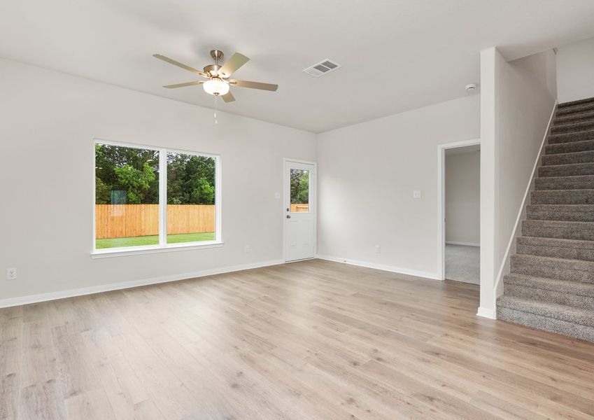 The family room of the Driftwood is spacious and has large windows. The family room of the Driftwood is spacious and has large windows.