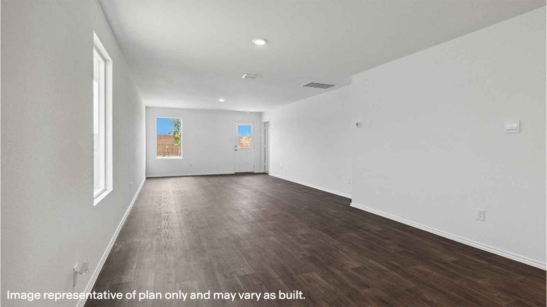 Representative unfurnished interior of a home built from the CAPROCK by D.R. Horton in Canterra Creek 45' and 50' Homesites, Iowa Colony (Image 13). Representative unfurnished interior of a home built from the CAPROCK by D.R. Horton in Canterra Creek 45' and 50' Homesites, Iowa Colony (Image 13).