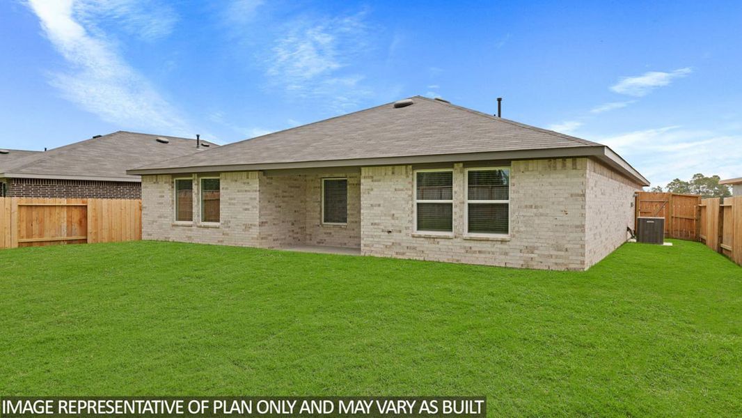 Exterior details and patio area of a home in Harrington Trails at The Canopies, Splendora (Image 2). Exterior details and patio area of a home in Harrington Trails at The Canopies, Splendora (Image 2).