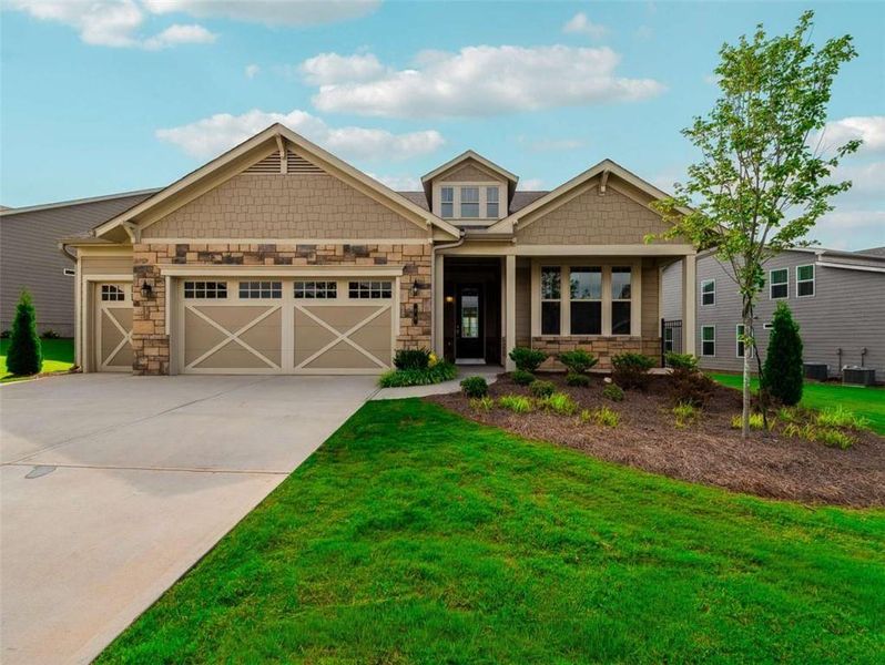 Front exterior of a new home in , Hoschton, GA, highlighting curb appeal (Image 2). Front exterior of a new home in , Hoschton, GA, highlighting curb appeal (Image 2).