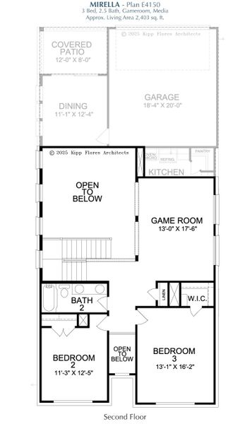 2D floor plan layout for the Mirella by Landon Homes in Fields - East Village, Frisco, TX (Image 5). 2D floor plan layout for the Mirella by Landon Homes in Fields - East Village, Frisco, TX (Image 5).