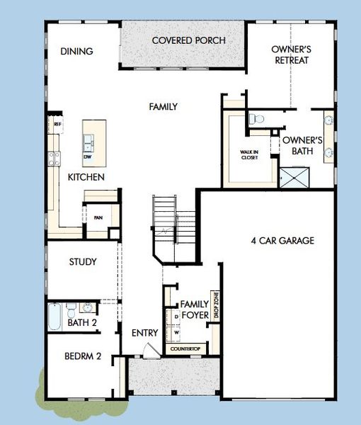 2D floor plan layout for the The Coralberry II by David Weekley Homes in The Aurora Highlands The Vistas, Aurora, CO (Image 2). 2D floor plan layout for the The Coralberry II by David Weekley Homes in The Aurora Highlands The Vistas, Aurora, CO (Image 2).