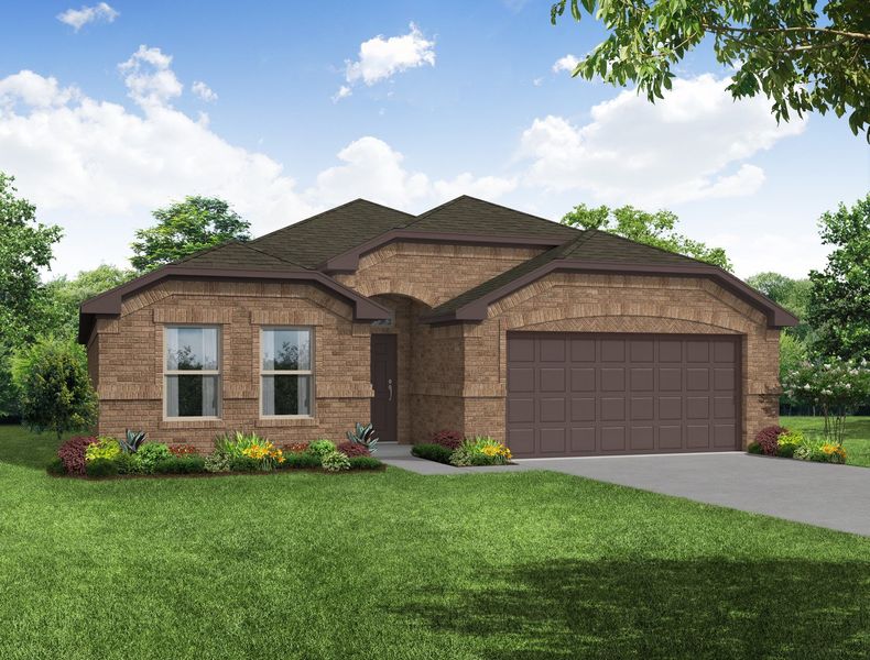 Representative exterior photo of a completed home built from the Cheyenne by Impression Homes in De Berry Reserve, Royse City, TX (Image 5). Representative exterior photo of a completed home built from the Cheyenne by Impression Homes in De Berry Reserve, Royse City, TX (Image 5).