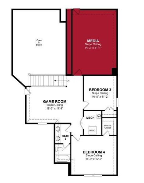 2D floor plan layout of this home in The Villages of Hurricane Creek: Overlook 70', Anna, TX (Image 4).