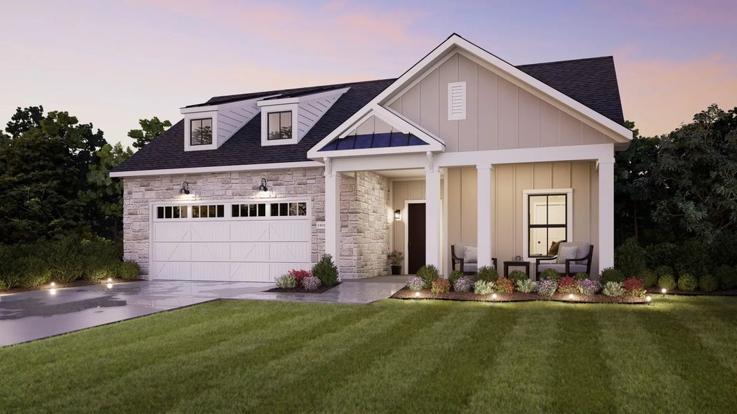 Representative exterior photo of a completed home built from the Promenade by Epcon Communities in The Courtyards at Holly Springs, Canton, GA (Image 27). Representative exterior photo of a completed home built from the Promenade by Epcon Communities in The Courtyards at Holly Springs, Canton, GA (Image 27).