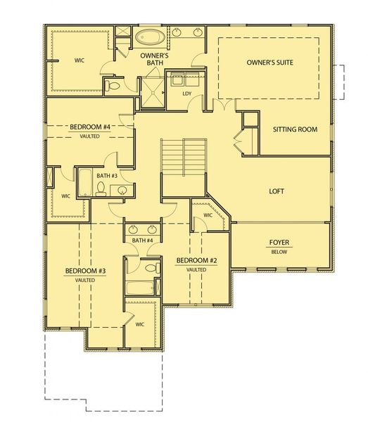 2D floor plan layout for the William by Kerley Family Homes in The Estates at Hurricane Pointe, Douglasville, GA (Image 4). 2D floor plan layout for the William by Kerley Family Homes in The Estates at Hurricane Pointe, Douglasville, GA (Image 4).