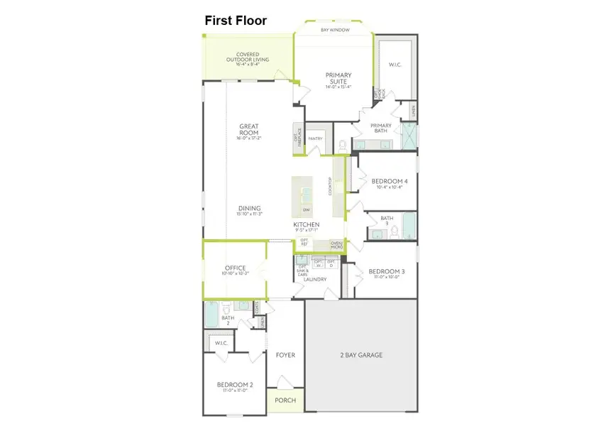2D floor plan layout of this home in Painted Tree, McKinney, TX (Image 3).