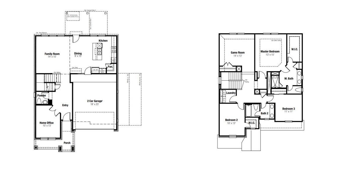 2D floor plan layout for the Oakville by Scott Felder Homes in The Crossvine, Schertz, TX (Image 3).
