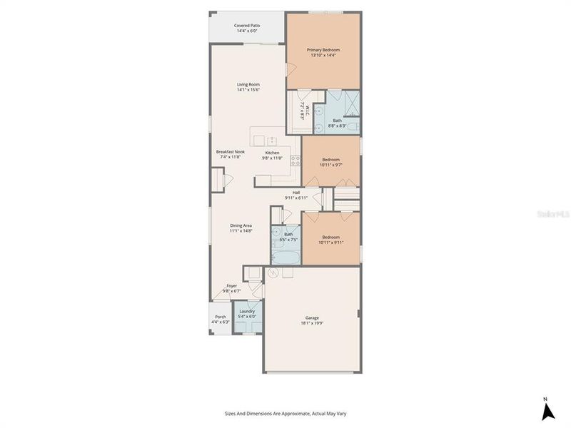 2D floor plan layout of this home in Silverstone North, Palmetto, FL (Image 5).