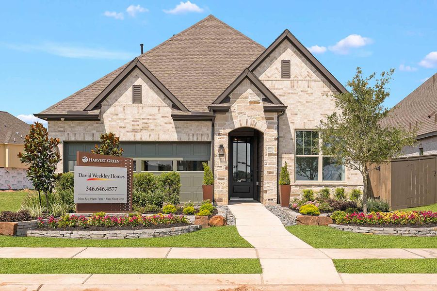 Representative exterior photo of a completed home built from the The Athens by David Weekley Homes in COLTON - Reserve Collection, Montgomery, TX (Image 1). Representative exterior photo of a completed home built from the The Athens by David Weekley Homes in COLTON - Reserve Collection, Montgomery, TX (Image 1).