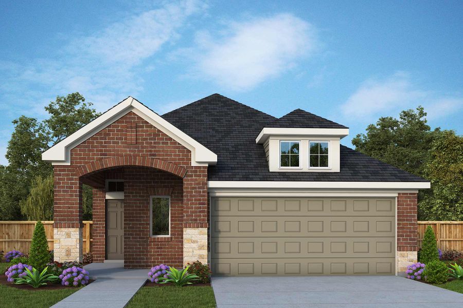 Front exterior of a new home in Creekshaw – Gardens, Royse City, TX, highlighting curb appeal (Image 2). Front exterior of a new home in Creekshaw – Gardens, Royse City, TX, highlighting curb appeal (Image 2).