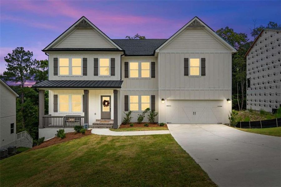 Front exterior of a new home in Silvercrest Lakes, Acworth, GA, highlighting curb appeal (Image 31).