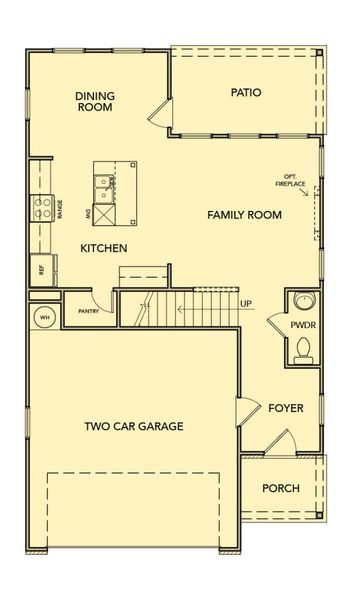 2D floor plan layout for the Wisteria – Townhome by Kerley Family Homes in Park Center Pointe, Austell, GA (Image 3).