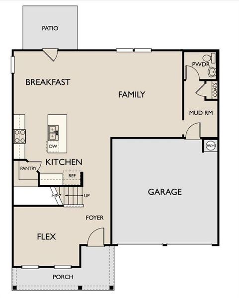 2D floor plan layout of this home in The Pointe at Heron Bay, Locust Grove, GA (Image 5).