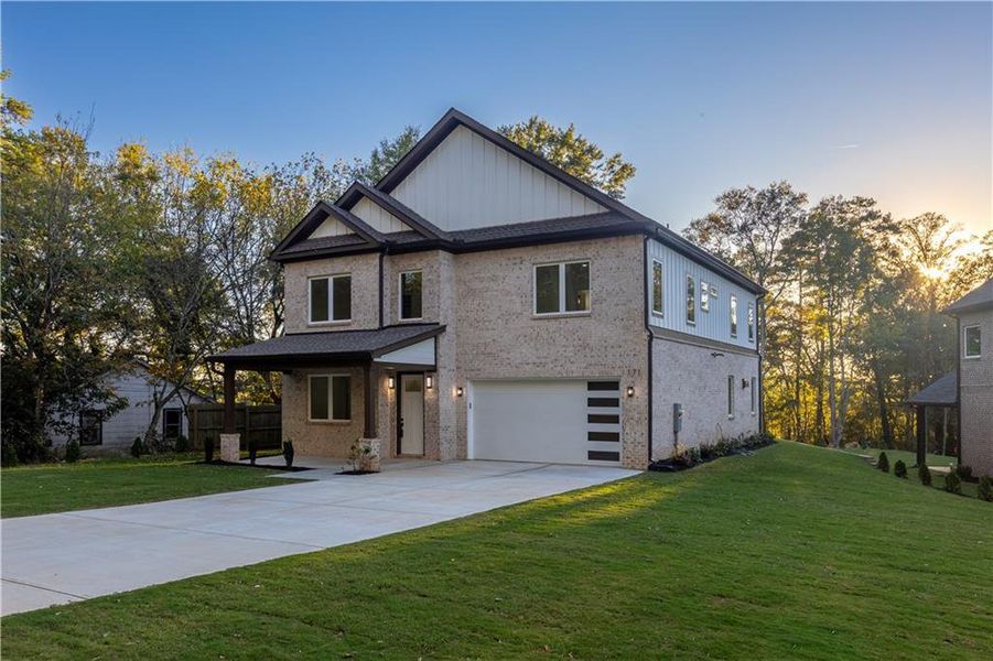 Front exterior of a new home in , Lawrenceville, GA, highlighting curb appeal (Image 25).