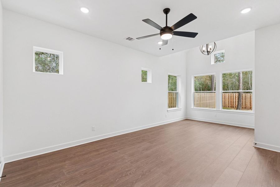 Master suite is at 1st floor and offers low maintenance laminate floors & large sitting area surrounded by windows!