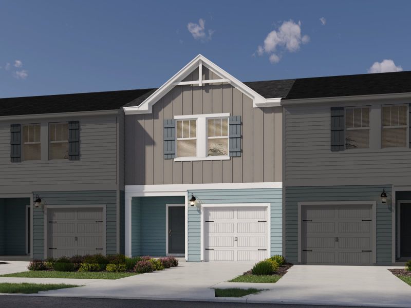 Front exterior of a new home in Hawkins Meadows, Spencer, NC, highlighting curb appeal (Image 1). Front exterior of a new home in Hawkins Meadows, Spencer, NC, highlighting curb appeal (Image 1).