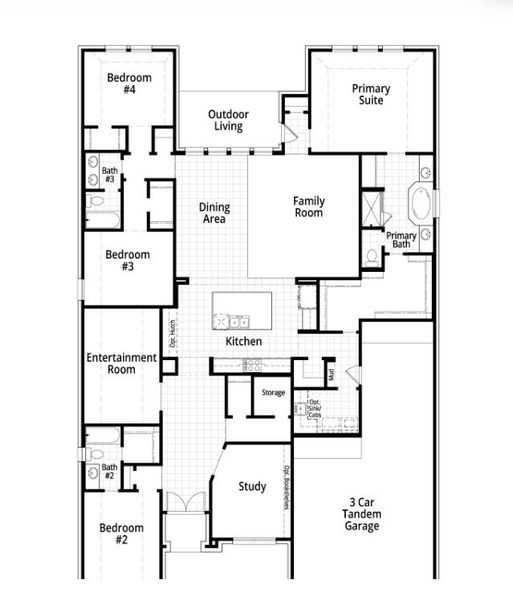 2D floor plan layout for the 213 by Highland Homes in Grange, Katy, TX (Image 5).