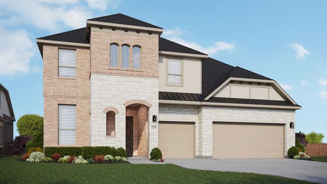 Representative exterior photo of a completed home built from the Dartmouth by DRB Homes in Lakeshore Bluffs, Shady Shores, TX (Image 5).