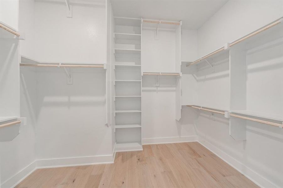 Walk in closet featuring light wood finished floors