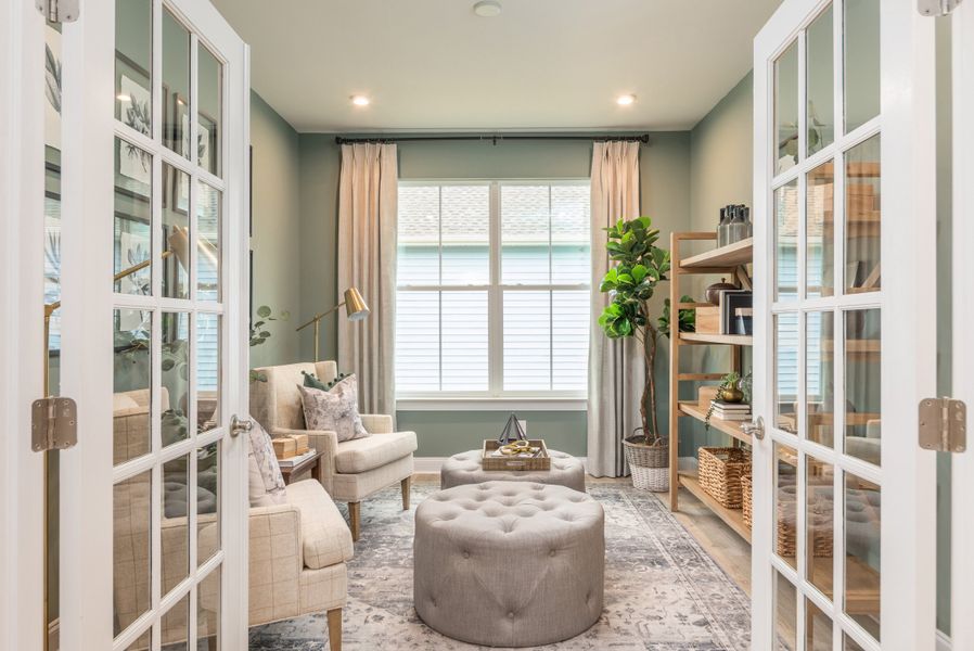 Home office with French doors