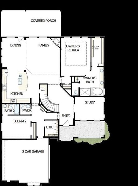 2D floor plan layout of this home in South Pointe  Village Series, Mansfield, TX (Image 4).