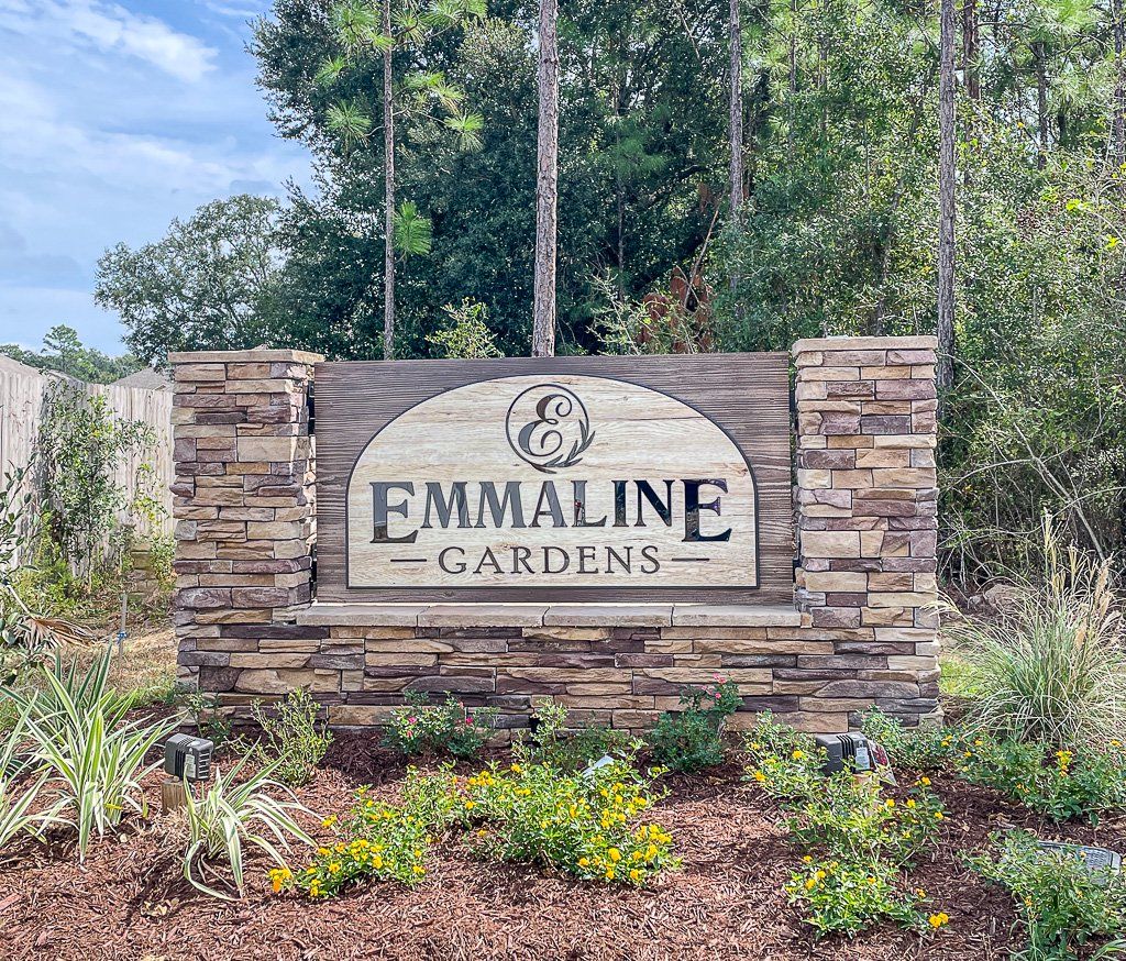 Entrance to the Emmaline Gardens community in Milton, FL, featuring signage and landscaping (Image 1).