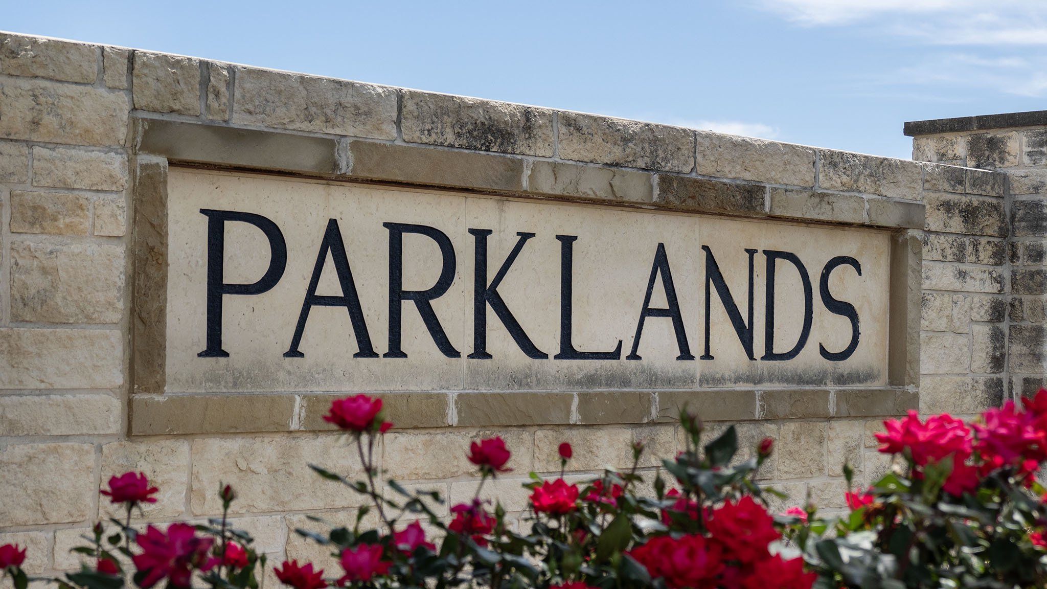 Entrance to the The Parklands community in Santa Clara, TX, featuring signage and landscaping (Image 1). Entrance to the The Parklands community in Santa Clara, TX, featuring signage and landscaping (Image 1).