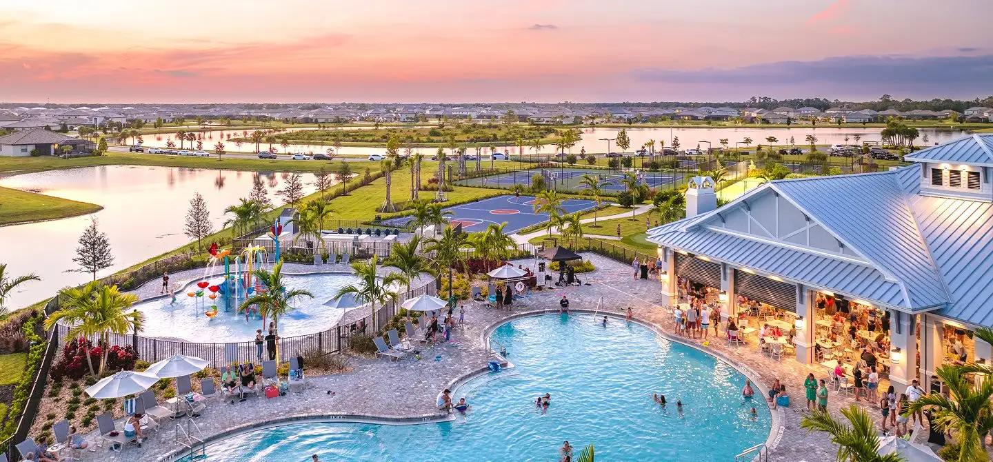 Lorraine Lakes Amenity Aerial at dusk Lorraine Lakes Amenity Aerial at dusk