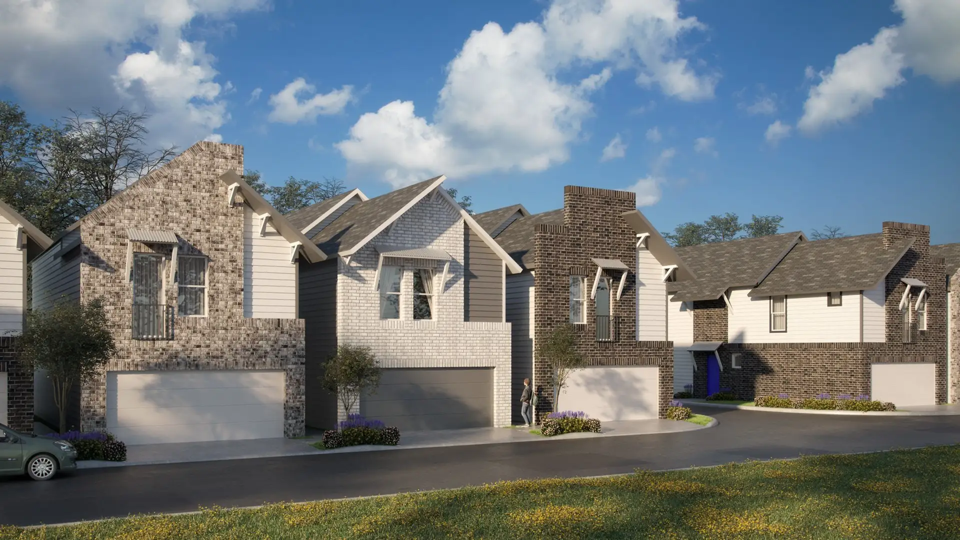 Architectural rendering of home exteriors planned for Whitney in The Woodlands, TX (Image 1). Architectural rendering of home exteriors planned for Whitney in The Woodlands, TX (Image 1).