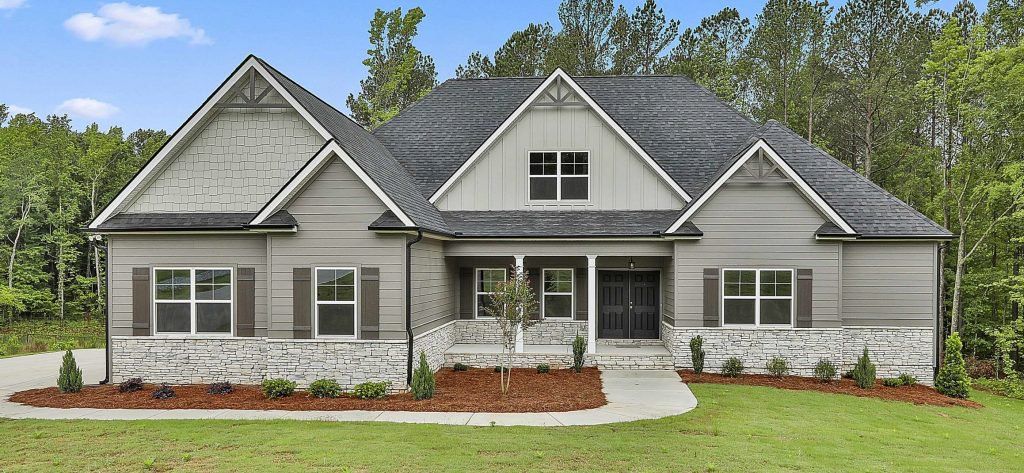 Front exterior of a home in the Cate's Farm community, located in Newnan, GA (Image 1).