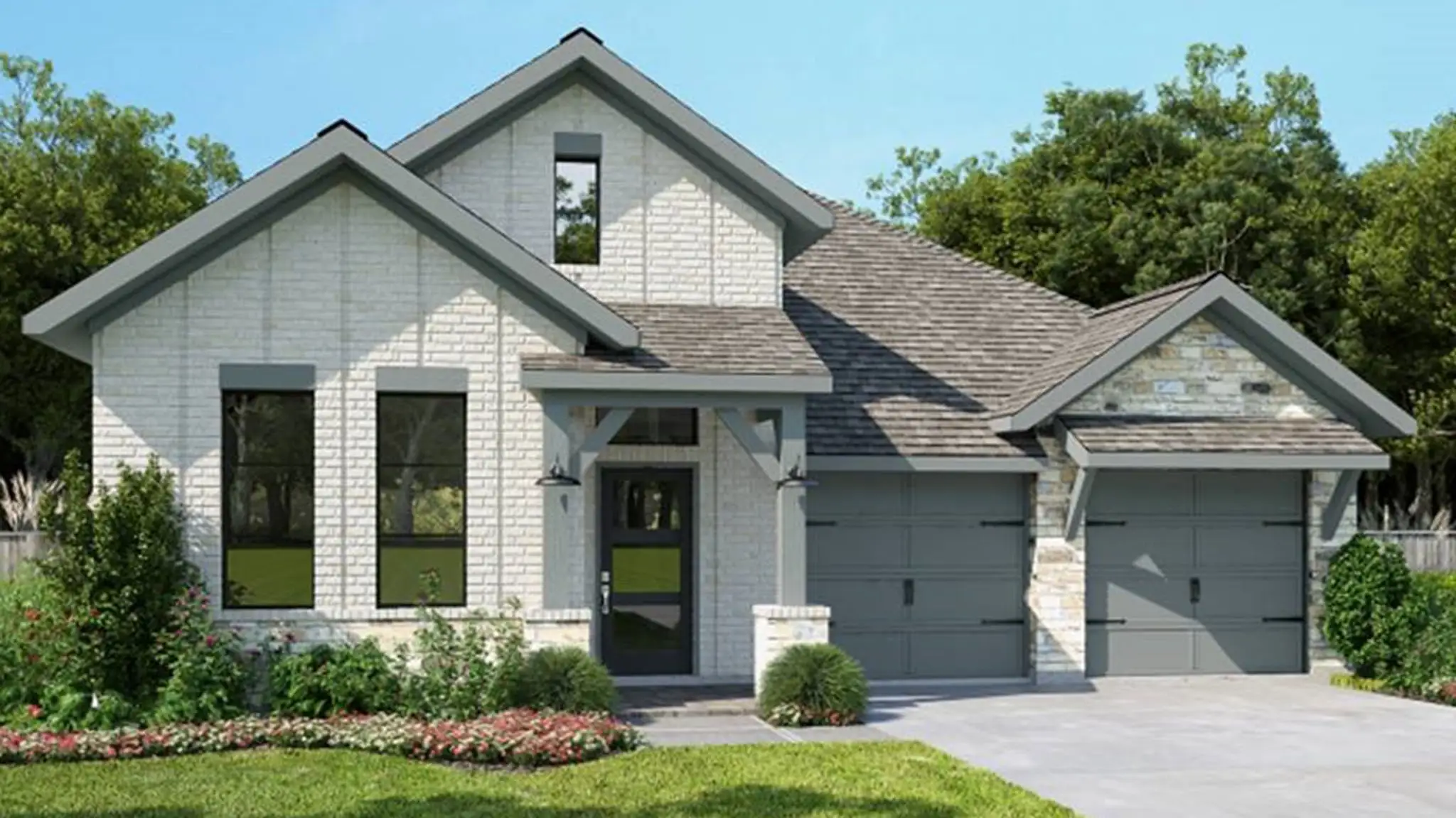 Front exterior of a home in the Carpenter Hill community, located in Mustang Ridge, TX (Image 1). Front exterior of a home in the Carpenter Hill community, located in Mustang Ridge, TX (Image 1).