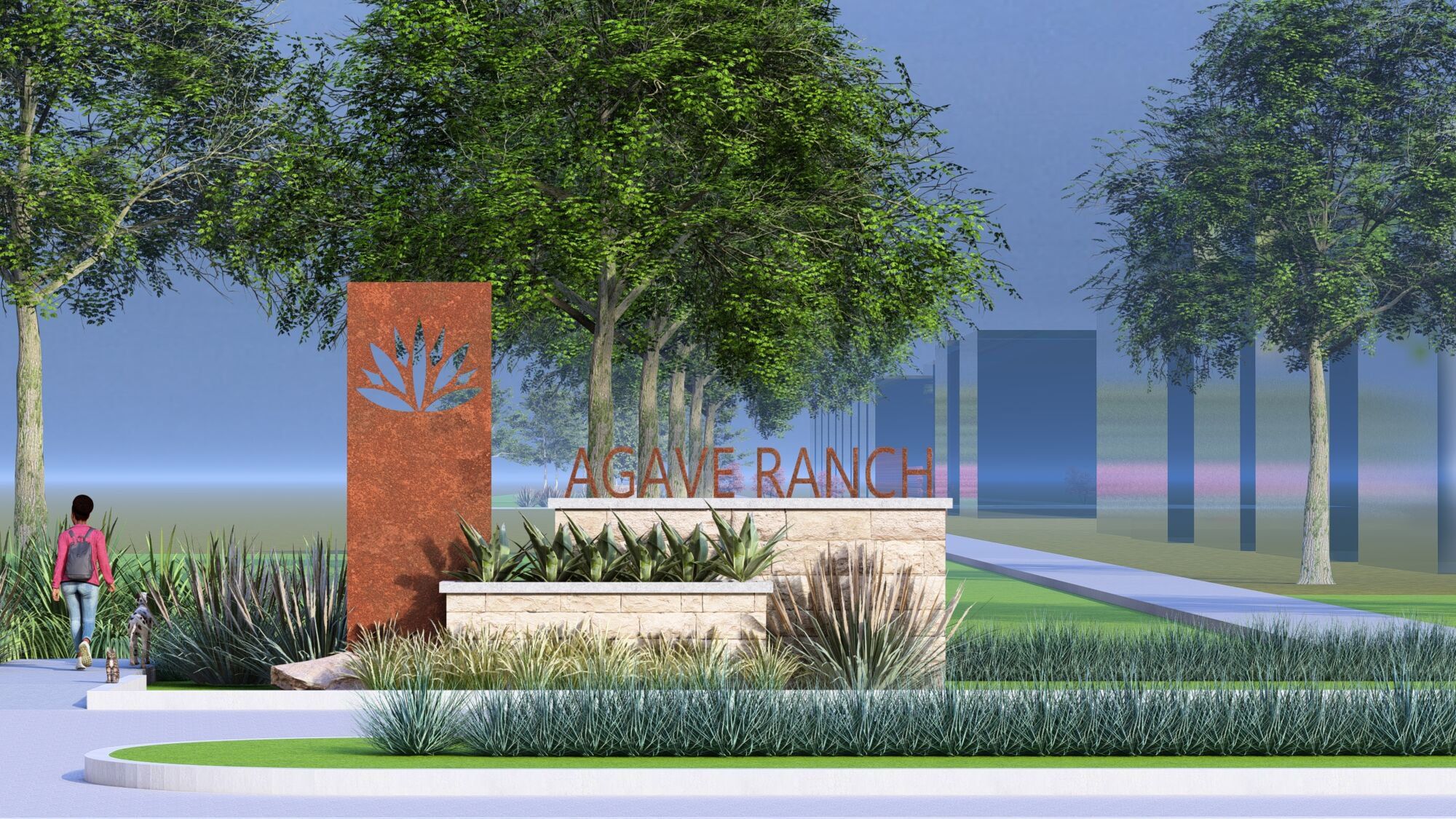 Entrance to the Agave Ranch community in Denton, TX, featuring signage and landscaping (Image 1). Entrance to the Agave Ranch community in Denton, TX, featuring signage and landscaping (Image 1).